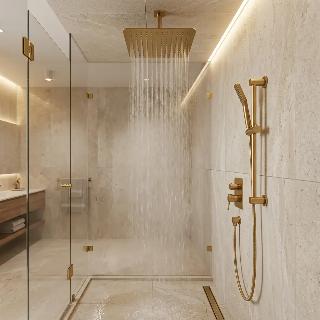 Rainfall Showerheads and Luxury Fixture Finishes