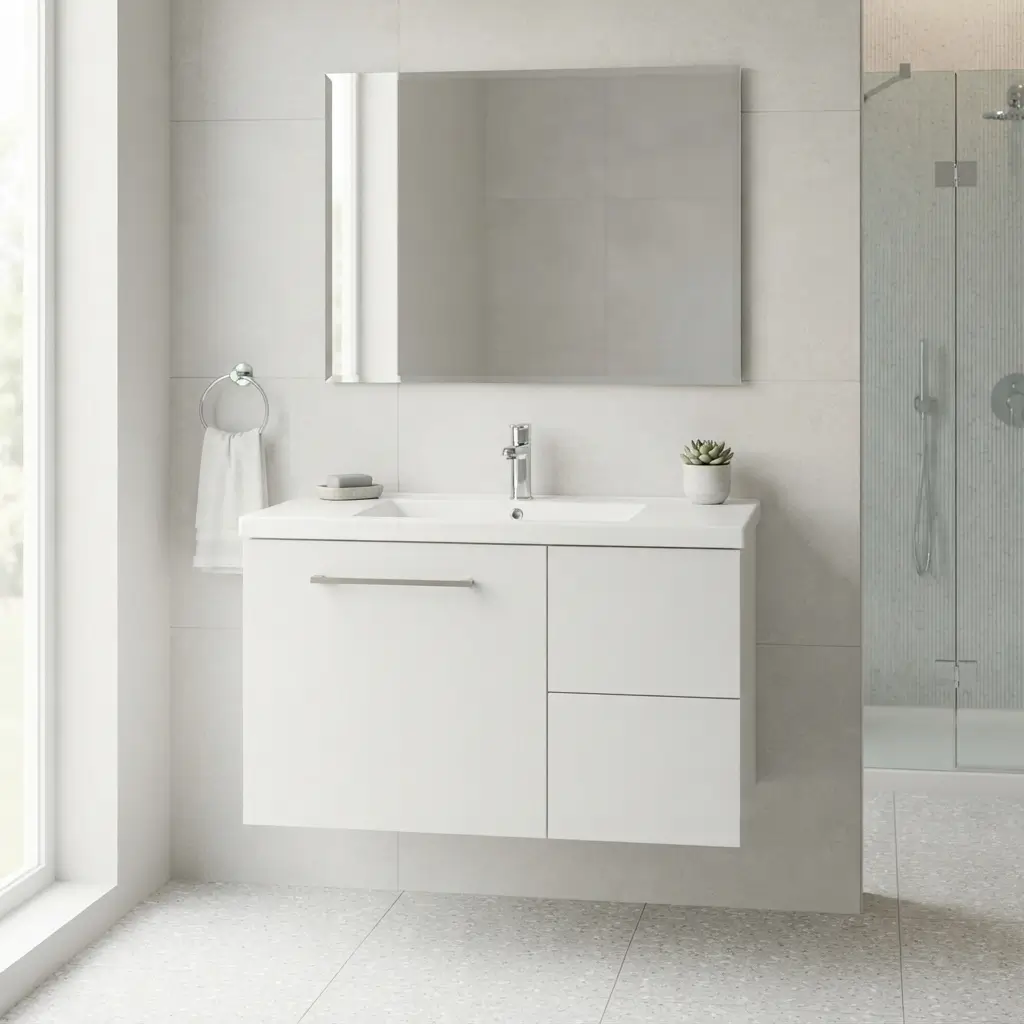 Swiss Madison Modern 24 inch bathroom vanity with white ceramic top